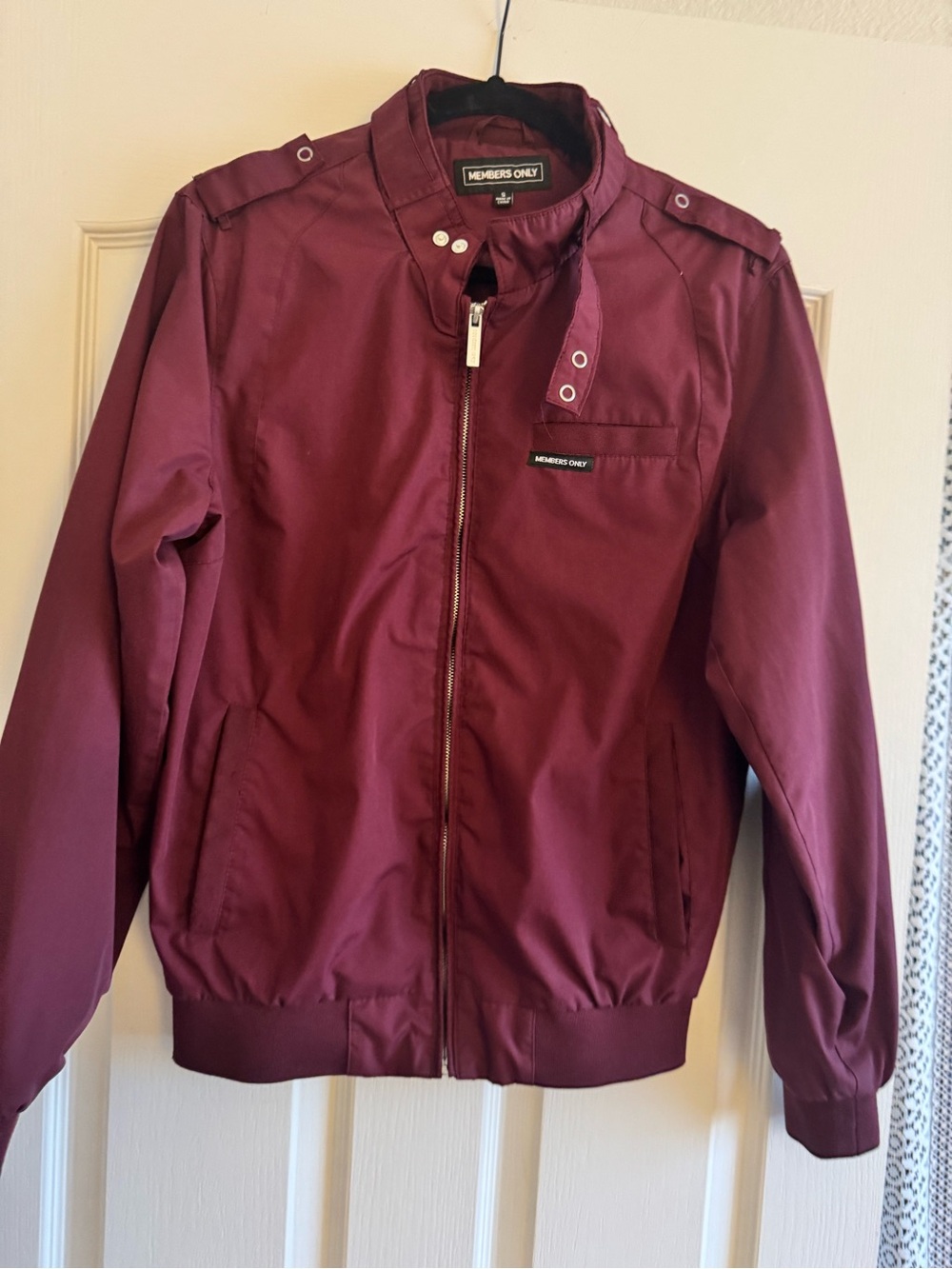 Members Only Burgundy Zip-Up Bomber Jacket